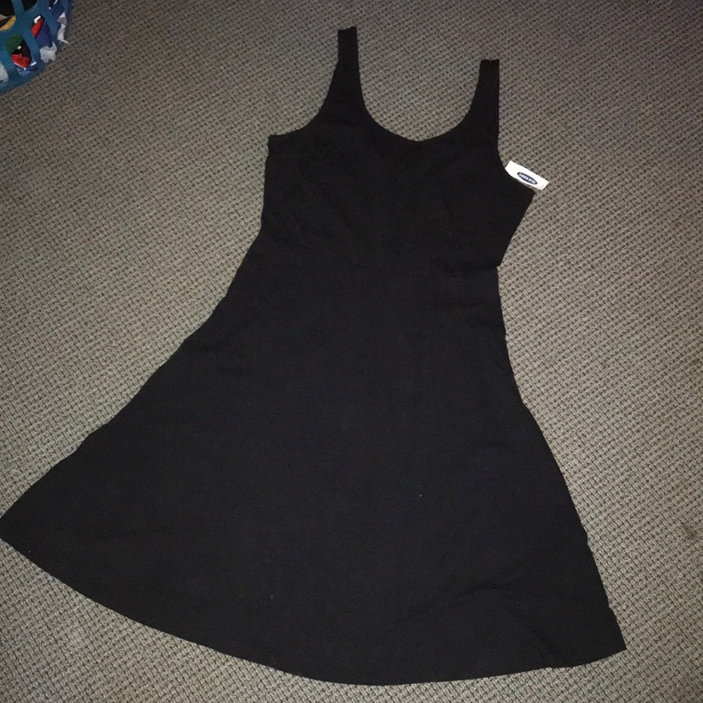 Old Navy Black Sleeveless Midi A-Line Dress